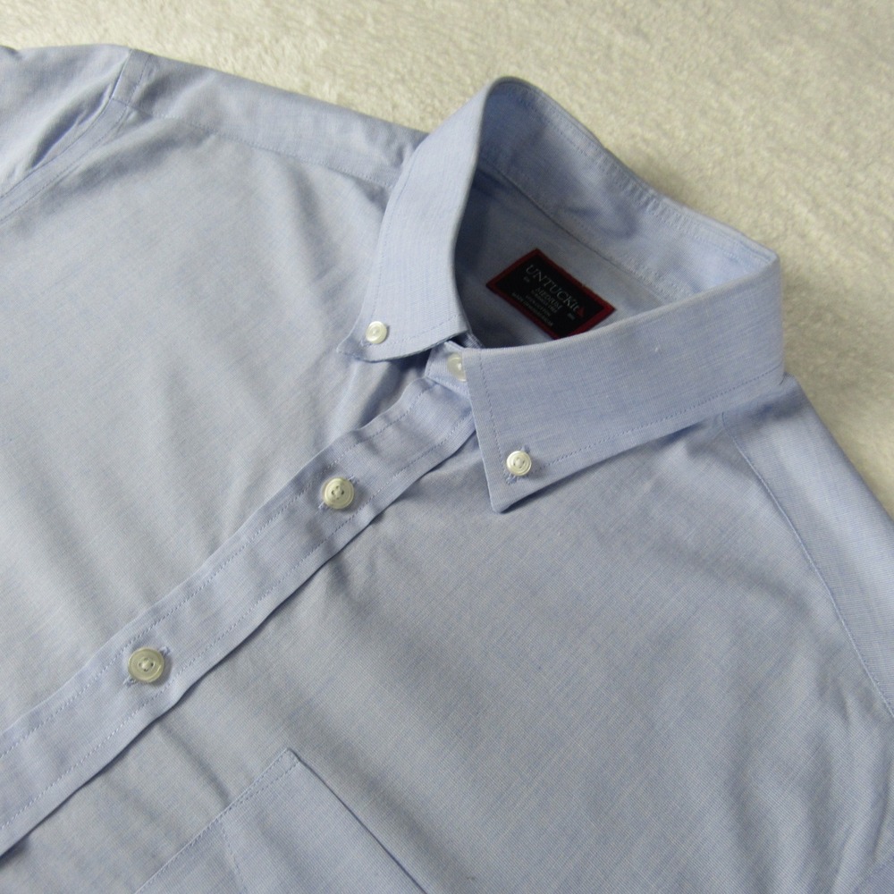 UNTUCKit Mens Medium Light Blue Wrinkle Free Cotton Button Down Shirt